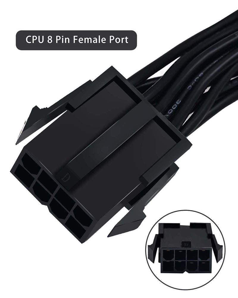 COMeap 8 Pin to 4 Pin CPU Power Adapter, CPU 8 Pin ATX 4 Pin Male Converter Extension Cable for Motherboard 9.5-inch(24cm) - Image 2